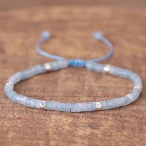 Aquamarine Handmade 4mm Beads Healing Balance Dainty Minimalist Women Bracelet